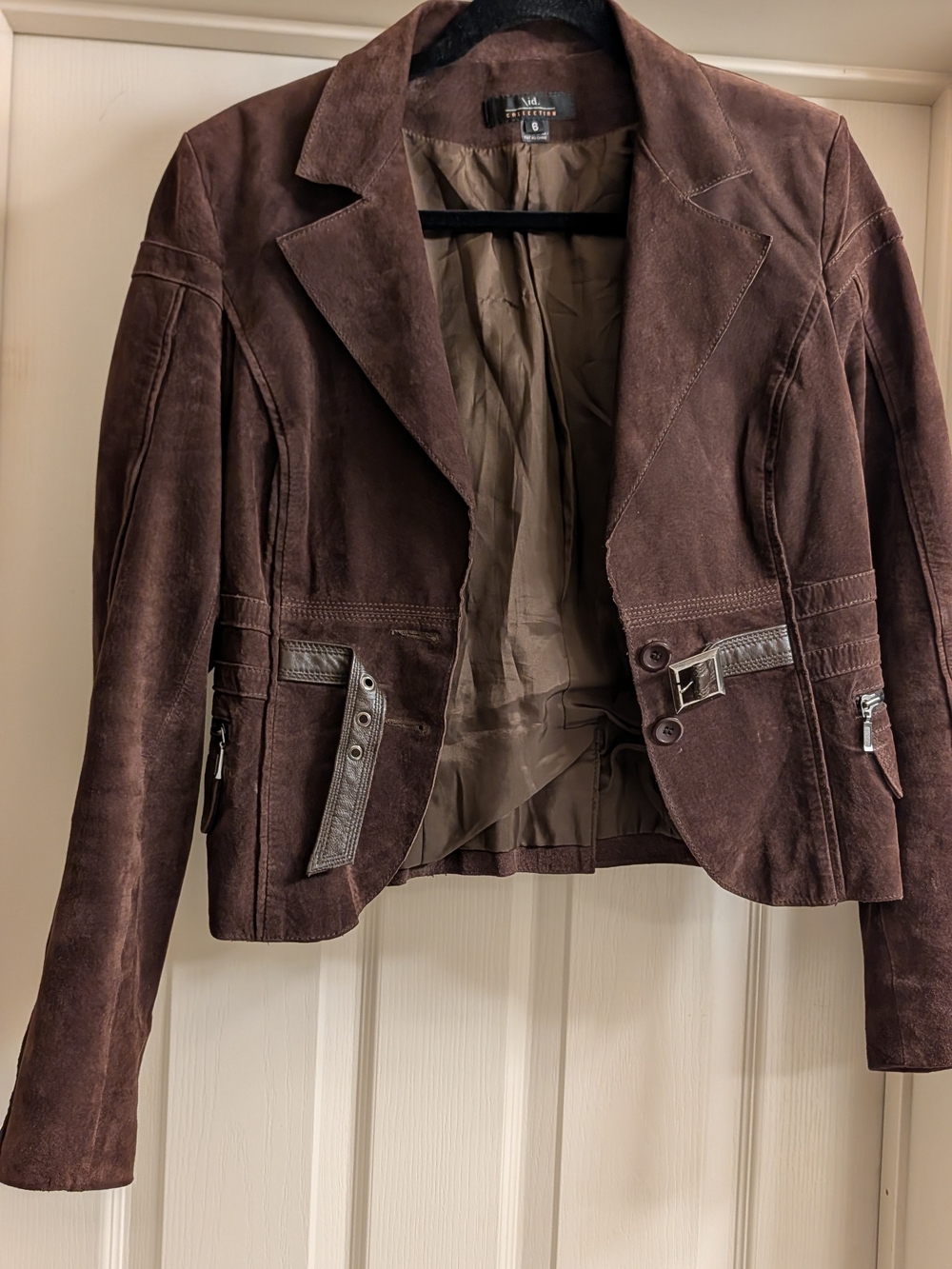 Vintage Y2K Genuine Brown Suede Leather Jacket Size 6